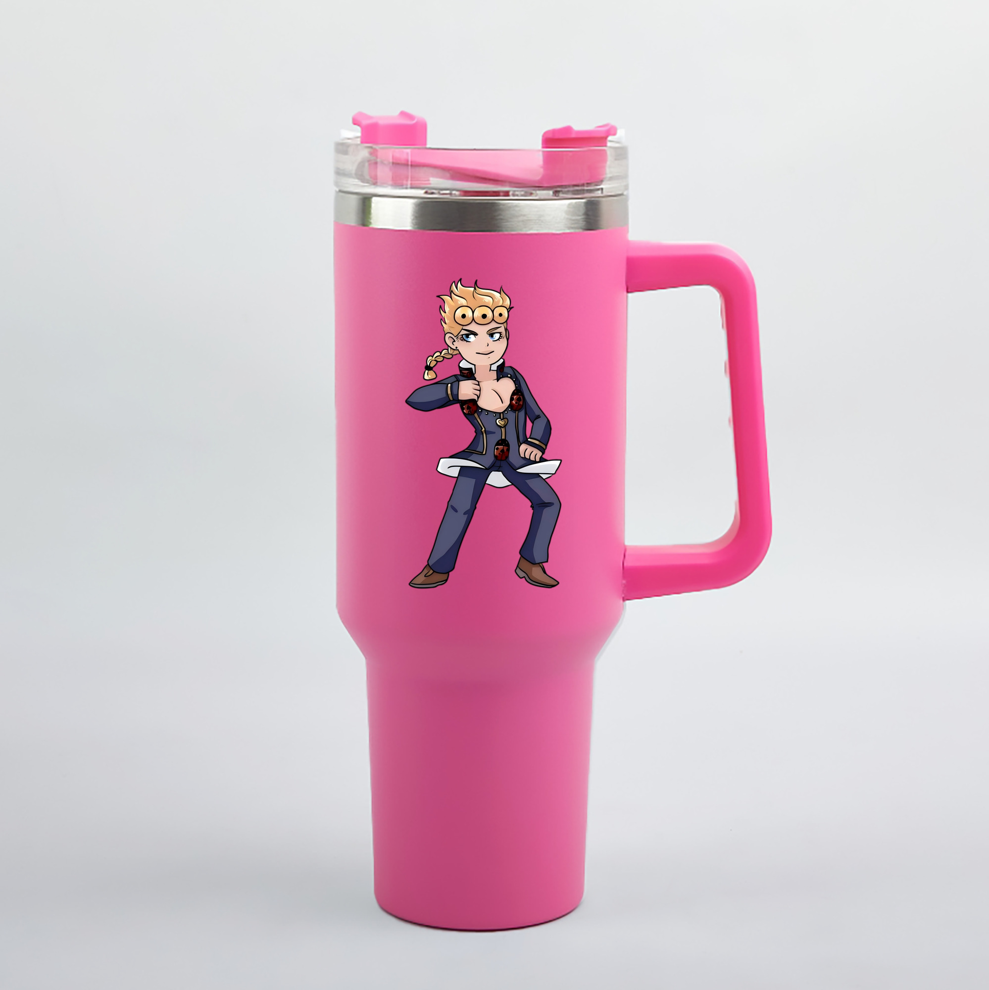 （画像用） ジョジョの奇妙な冒険 ジョルノ?ジョバァーナ JoJo's Bizarre Adventure Giorno Giovanna 1200mL車用タンブラー（カラープリント）